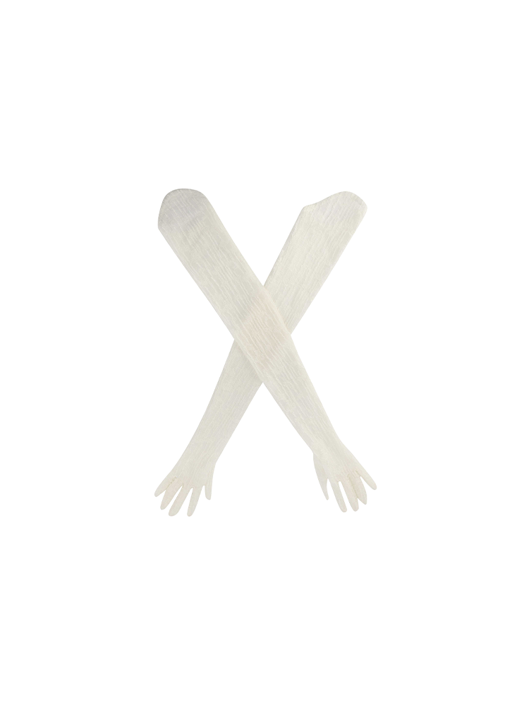 AtelierMissLu Fall/Winter 2024 Sheep Wool Texture Slightly Translucent Long Gloves - JOSHUA
