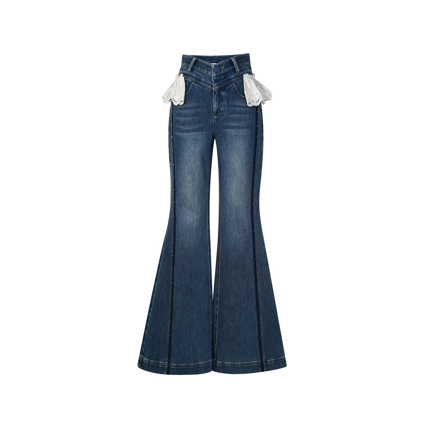 FAME Madeira Embroidered Denim Wide-leg Pants - JOSEPHINE.