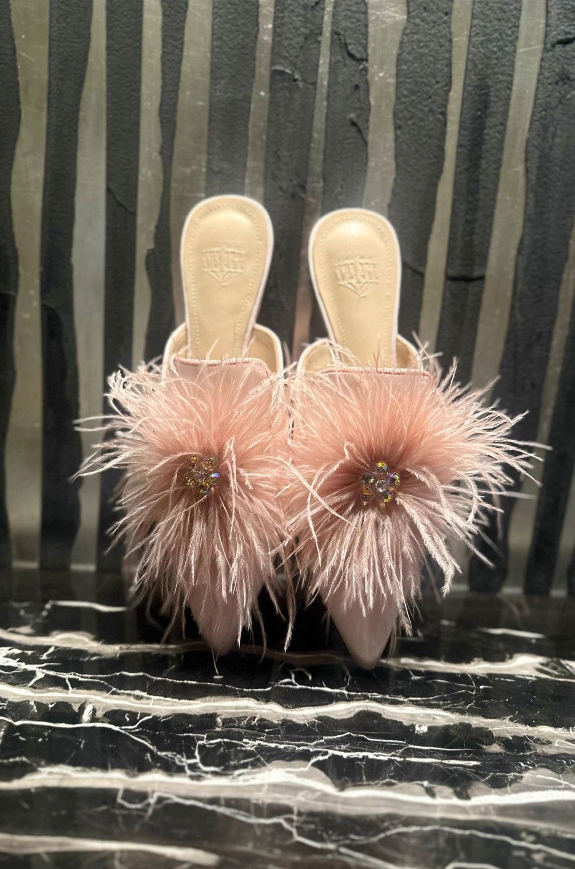 B-FEI  rhinestone pointed flat slippers-INOS.