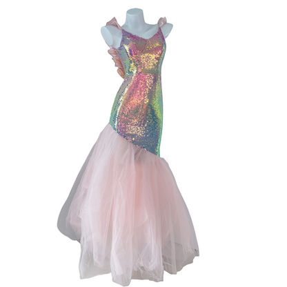 DOLLY Luxury Gradient Deep V-Neck Sleeveless Sequin Long Backless Party Dress-IVETTE