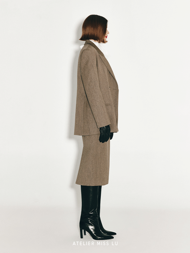 ATELIER MISS LU Double-breasted Vintage Sheep Wool Blazer - KATLYN.