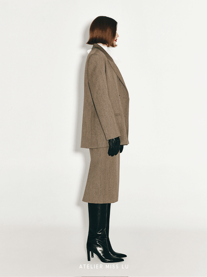 ATELIER MISS LU Double-breasted Vintage Sheep Wool Blazer - KATLYN.