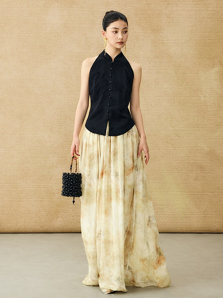 HECO Chinese elastic waist tie-dye printed skirt - BLESS.