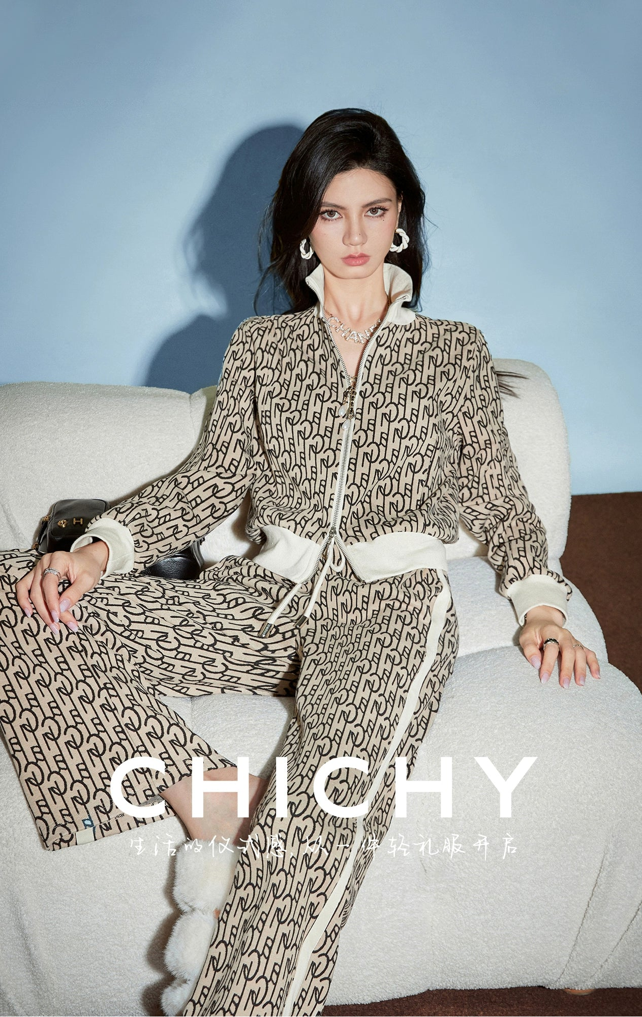 CHICHY Retro Classic Sports Sweatshirt Casual Jacket Two-Piece Set-OLIVA