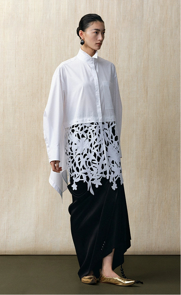 ZHUCHONGYUN white stand-up collar cotton shirt -LORDE.