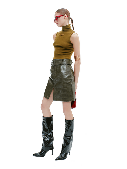 YES BY YESIR  Ribbed texture turtleneck knitted vest - GLORY.