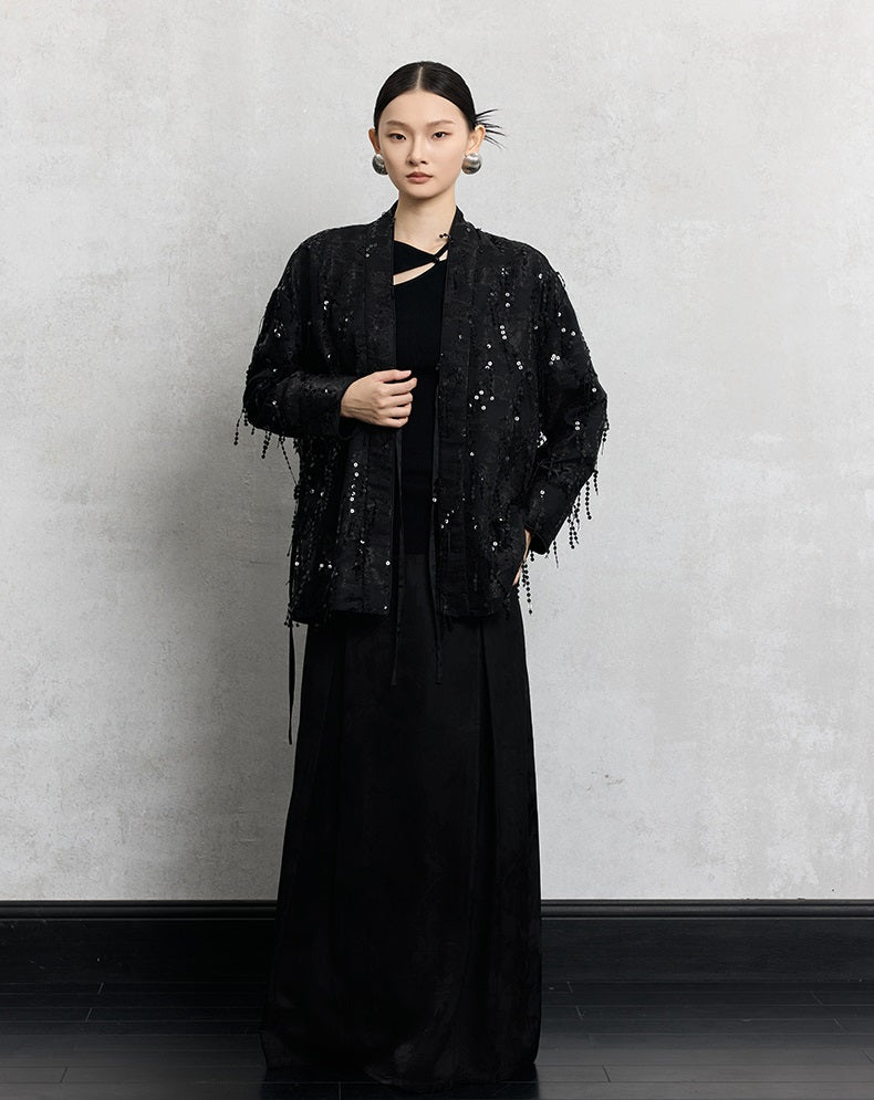 HECO asymmetrical hollow Red Black Apricot wool blend knitwear - mere.