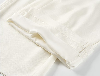 COMME MOI Lu Yan designer's new women's off-white silk texture straight-leg pants - AUTUMN.