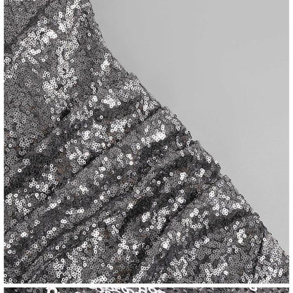 DOLLY High End V-Neck Sleeveless Long Slit Sequin Body Hug Evening Dress-KIM