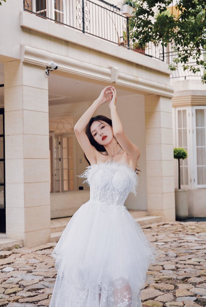 DOLLY Elegant Sleeveless Feather Tube Top Embroidery Long Tutu Dinner Dress-KYLIE