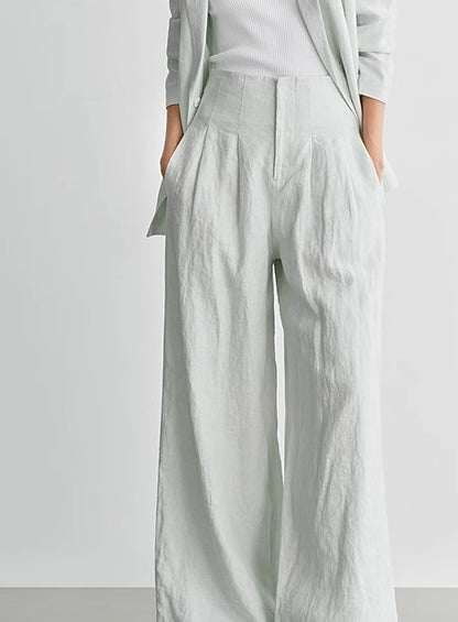 COMME MOI Linen High Waist Wide-leg Pants - THOMAS.