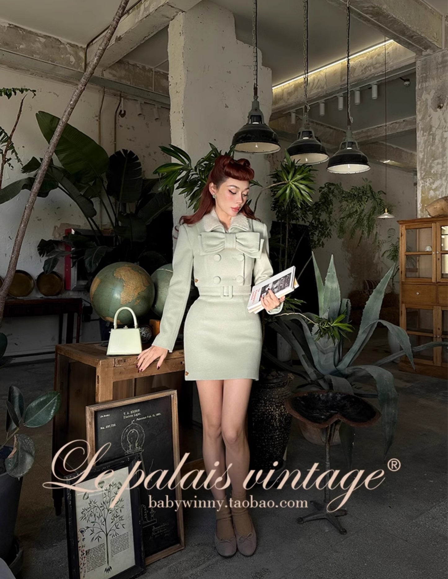 Le Palais Vintage Elegant cropped jacket with large lapel + high-waisted corporate hip suit skirt-Merritt.