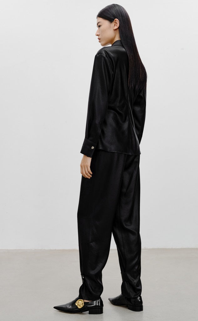 COMME MOI Lu Yan designer waist shirt triacetate commuter shirt top - NOVA.