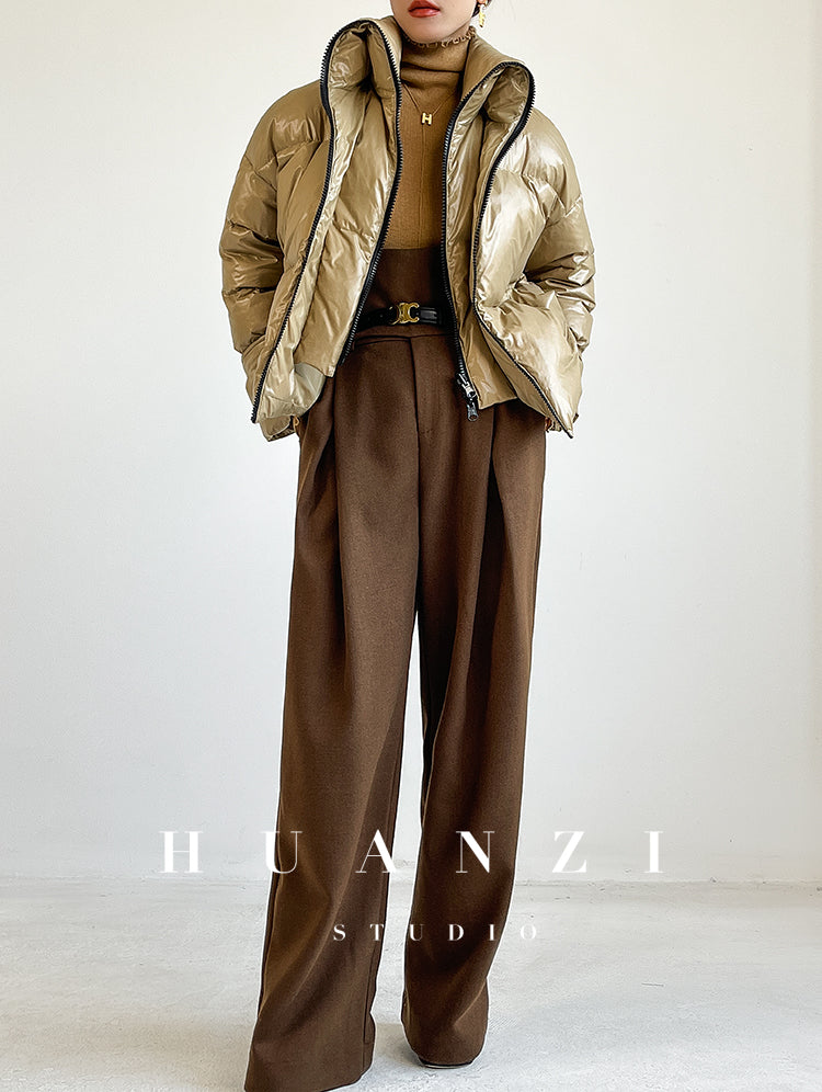Huanzi winter short super thick full double zipper down jacket - Calli