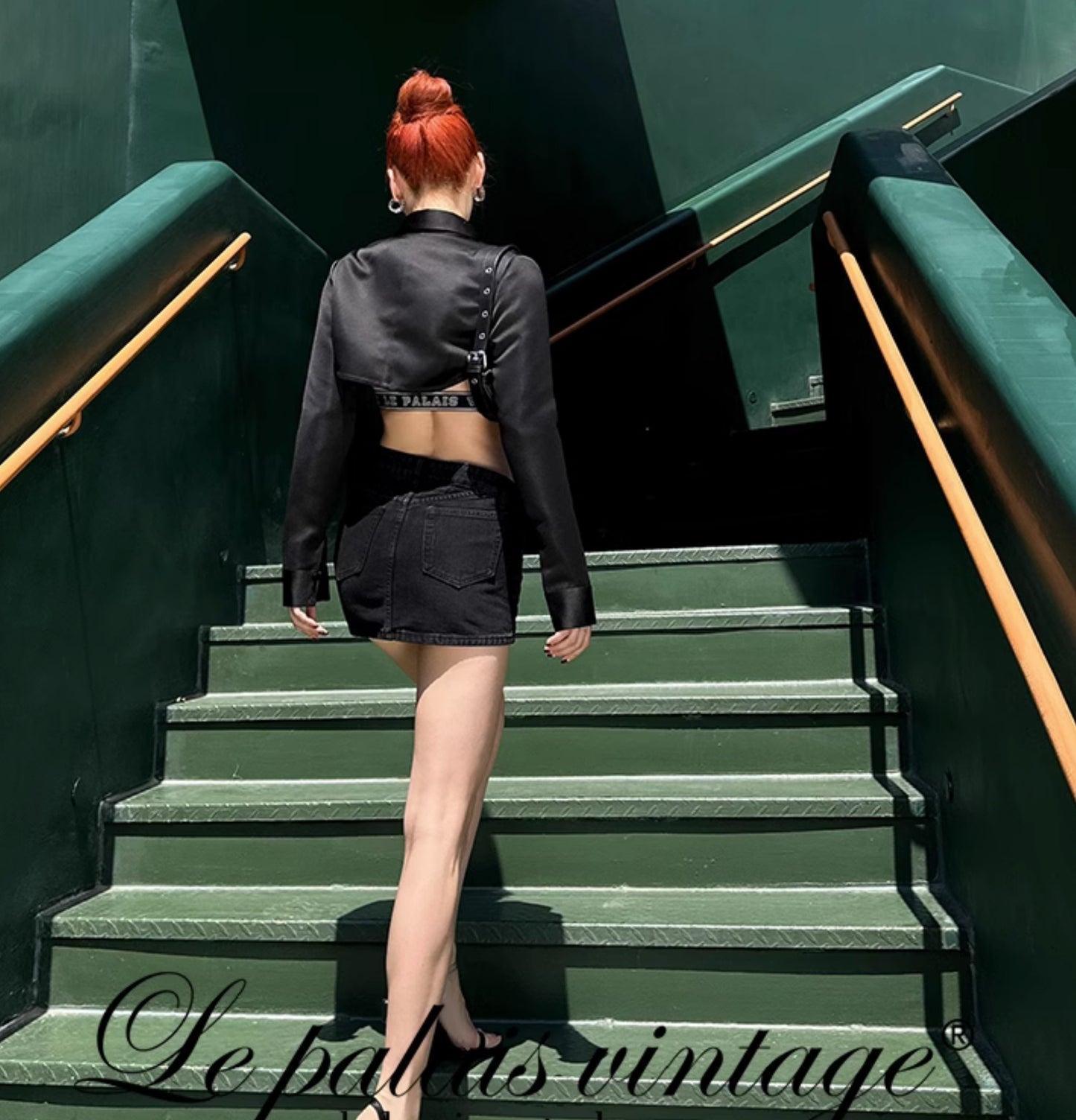 Le Palais Vintage Original Abstinence Babes Black Thick Satin Slim Fit Short Shirt Thin Cup Corset-DIDI