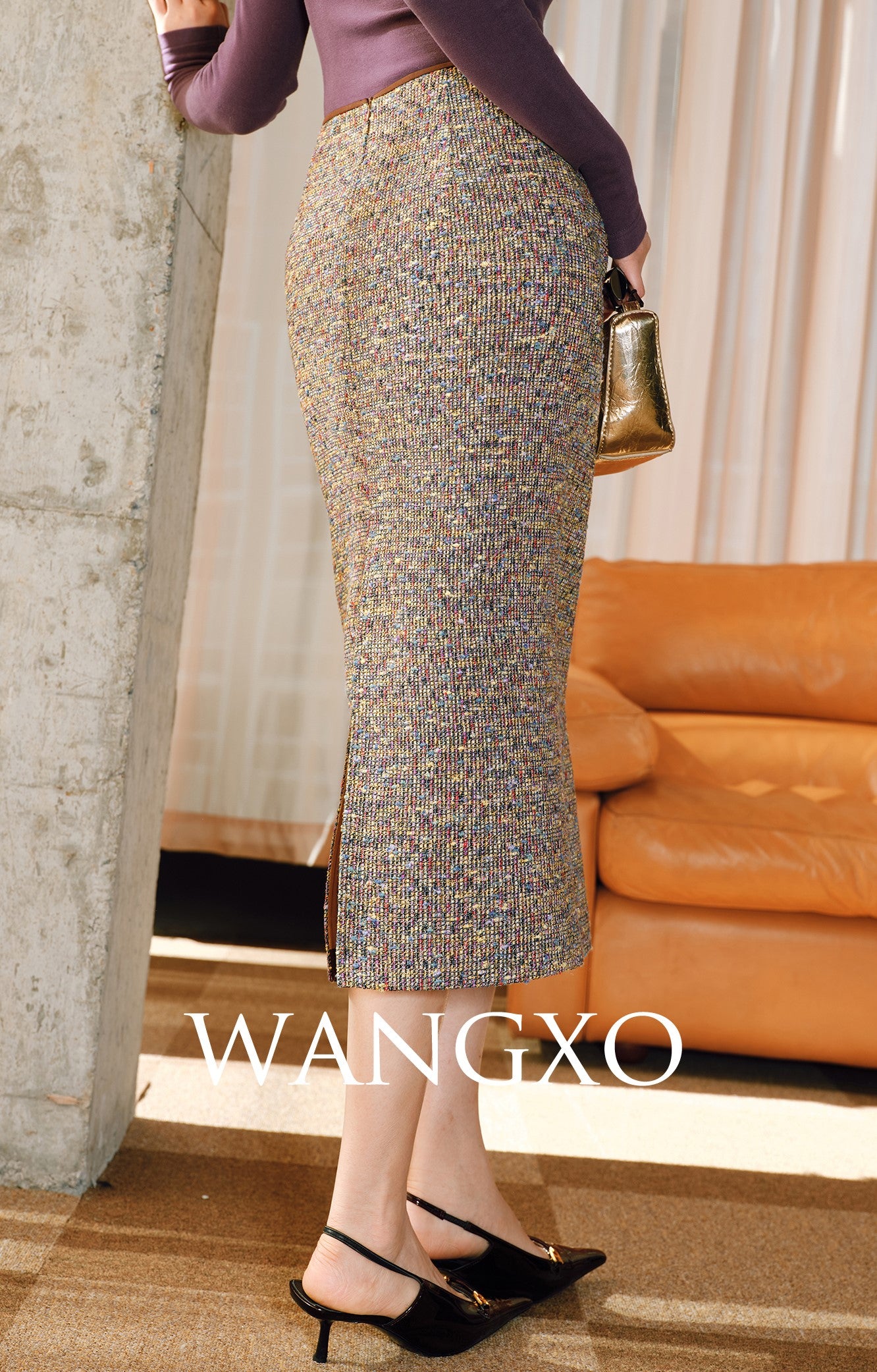 WANGXO | Heavy Industry Woven Colored Treasure Wool Straight Pencil Skirt - ZARA.