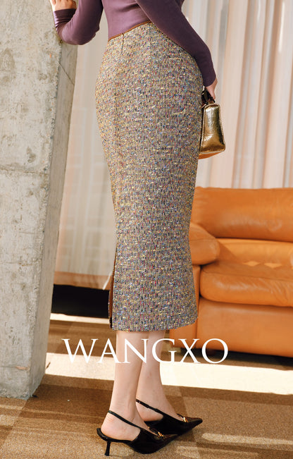 WANGXO | Heavy Industry Woven Colored Treasure Wool Straight Pencil Skirt - ZARA.