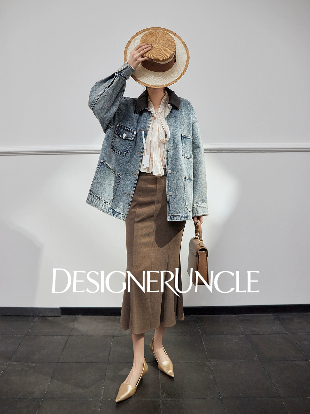 DGU|Denim Blue Retro Lapel Workwear Short Light Luxury Niche Top Jacket - Robert.