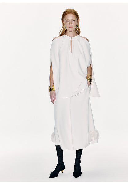 ATELIER MISS LU Off-the-Shoulder Slit Long-sleeved Silhouette Top - MARTY