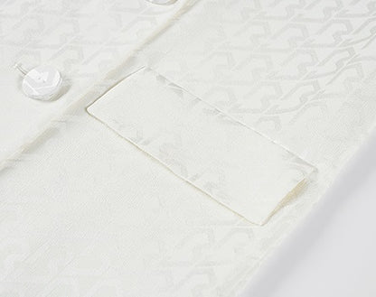 COMME MOI summer white jacquard straight suit jacket - RUBY.