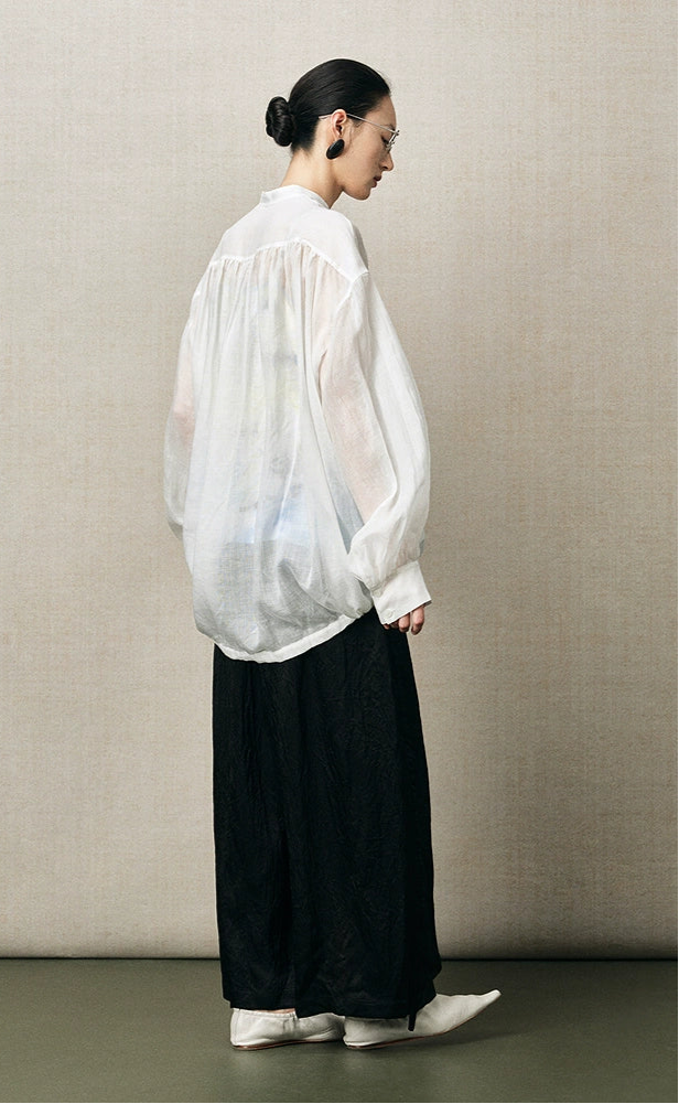 ZHUCHONGYUN fiber satin adjustable drawstring black trousers-SHAOTOME.