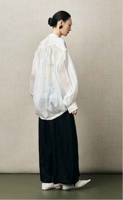 ZHUCHONGYUN fiber satin adjustable drawstring black trousers-SHAOTOME.