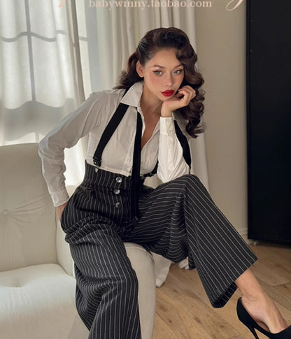 Le Palais Vintage Original languid sexy off-the-shoulder slim white shirt-BEA.