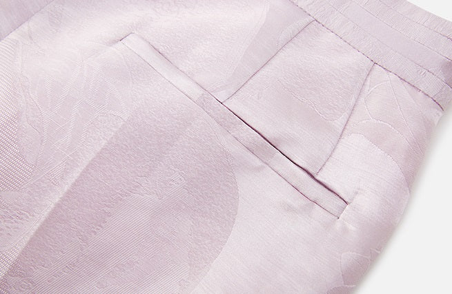 ZHUCHONGYUN summer jacquard lace-up pleated short pants.-WINRY.