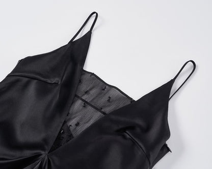 COMME MOI  Women's Black Acetate Open Back Dress - LEAH.