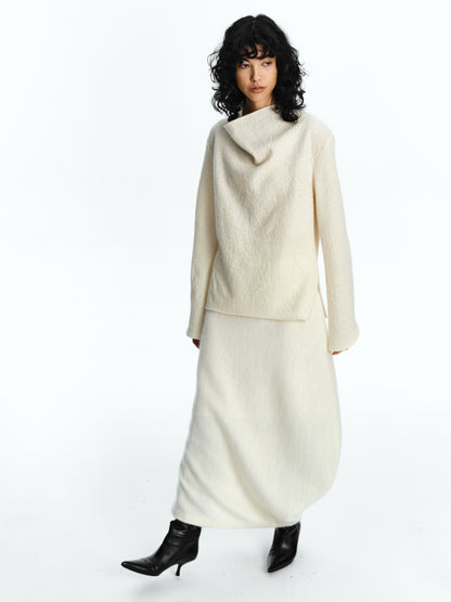 SERRER Off-white textured stacked collar wool top - RIMA.