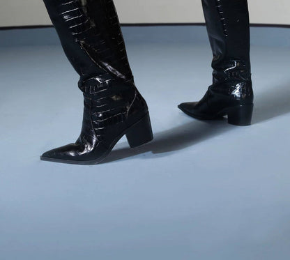 B-FEI mid-heeled high cowboy boots-YING.