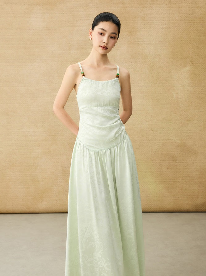 HECO Chinese Jacquard Halterneck Slip Dress  - KNO .