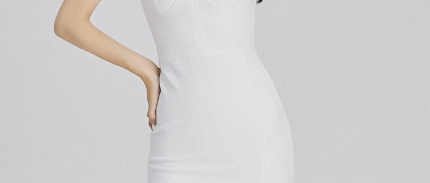 DOLLY Luxury 0ff Shoulder Sleeveless Diamond Bandage Sexy Slit Banquet Dress-PALOMA