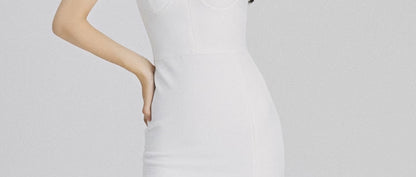 DOLLY Luxury 0ff Shoulder Sleeveless Diamond Bandage Sexy Slit Banquet Dress-PALOMA