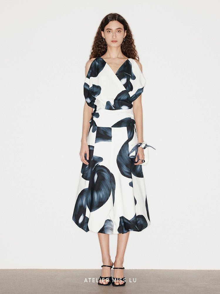 ATELIER MISS LU calla lily print backless stand-cut top - DESTINY