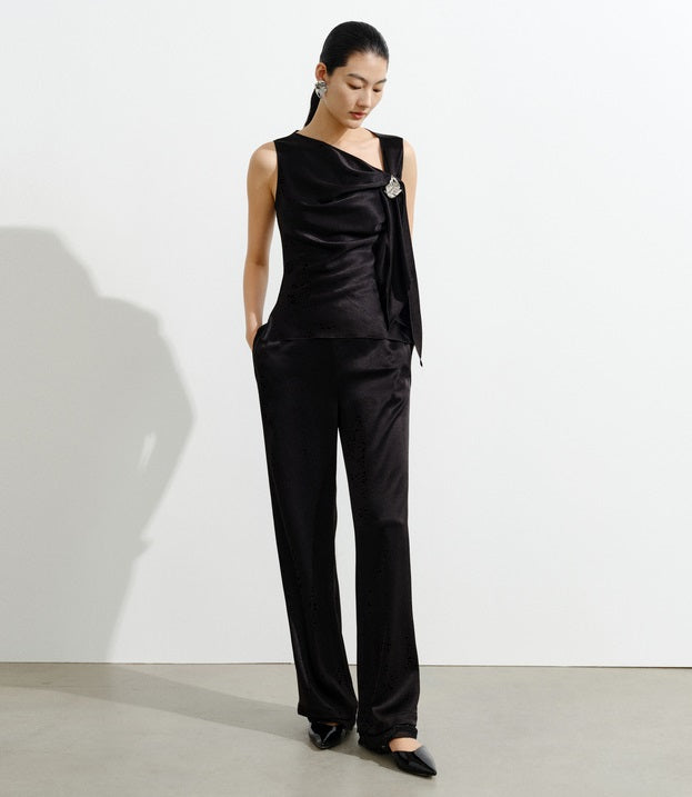 COMME MOI women's double-faced satin sleeveless vest top - SADIE.