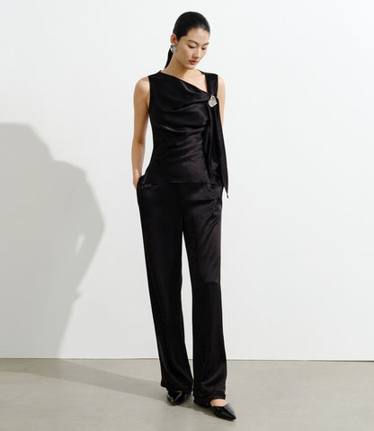 COMME MOI women's double-faced satin sleeveless vest top - SADIE.