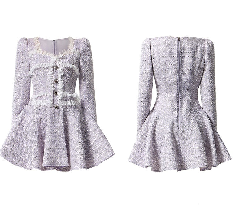 CHECOCRE Stubble Temperament Elegant Style Purple Short Dress - KEYLITH