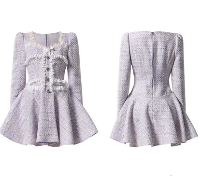 CHECOCRE Stubble Temperament Elegant Style Purple Short Dress - KEYLITH