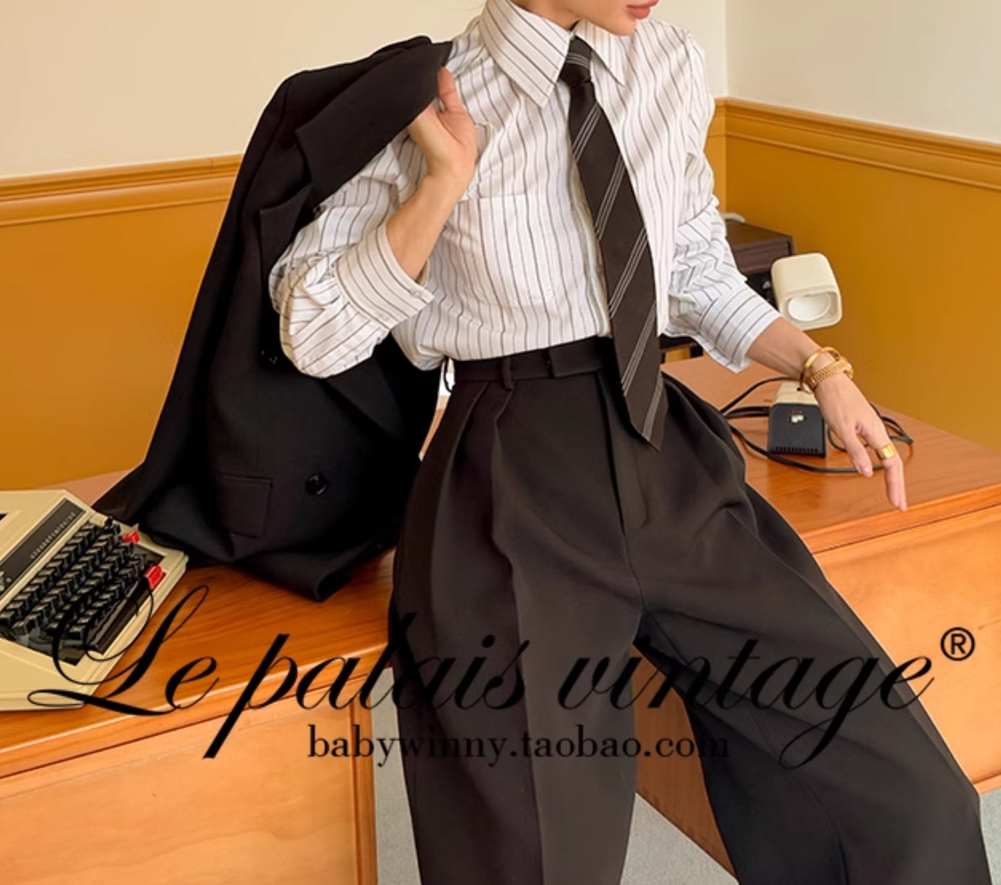 Le Palais Vintage  slim wide-leg high-waisted trousers-EMA