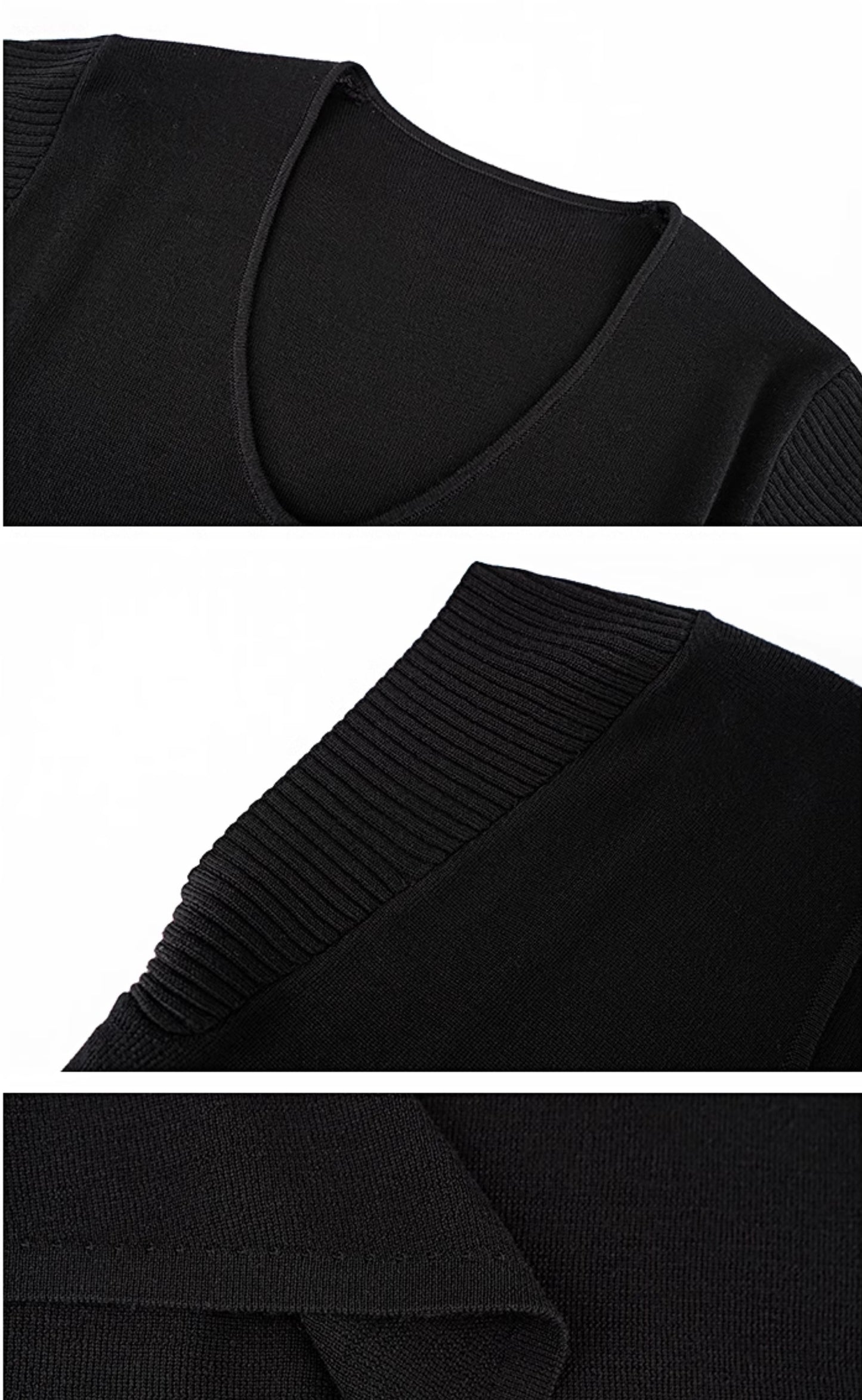 HECO Chinese Versatile Beveled Side Buckle V-Neck Knit Top - BREA.