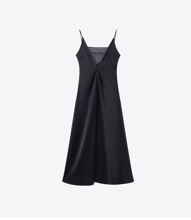 COMME MOI  Women's Black Acetate Open Back Dress - LEAH.