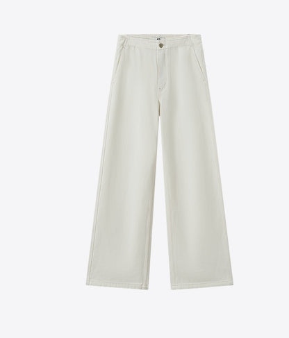 COMME MOI designer Lu Yan wears white denim straight-leg pants - DREAM.