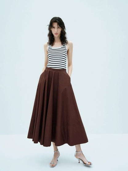 PIAOIN minimalist versatile A-line skirt female Hepburn style  -COLETTE
