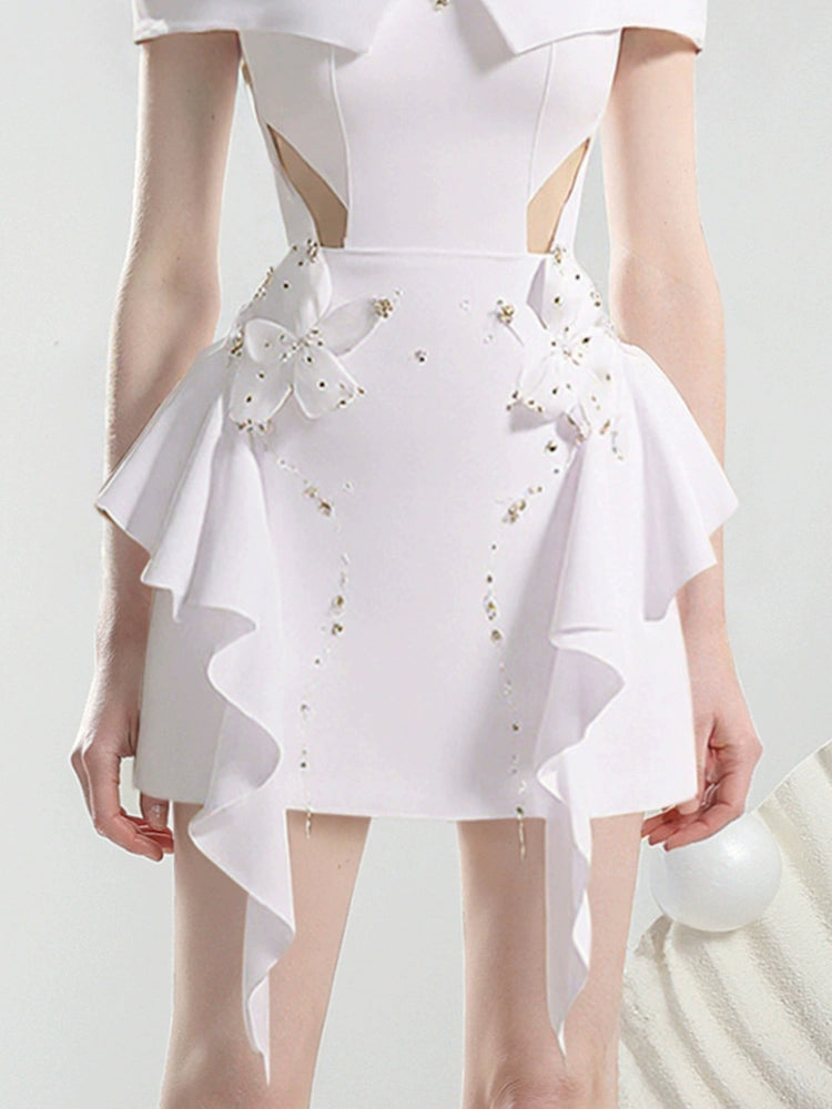 CHECOCRE Chic Three-dimensional Flower HIgh-quality Ruffle Bandeau Dress - EROERA