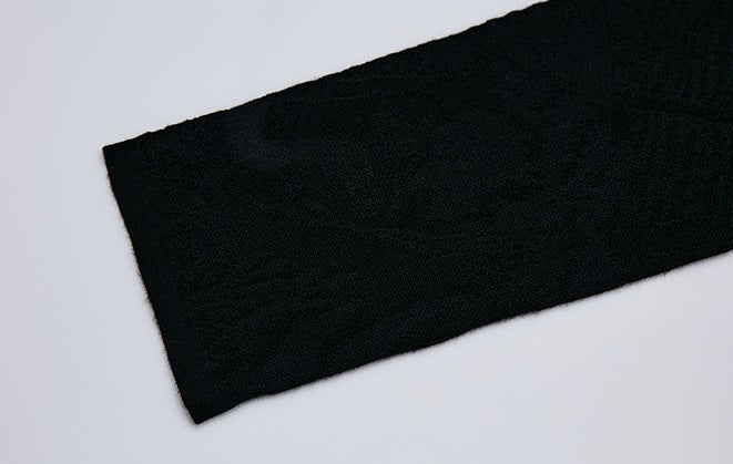 ZHUCHONGYUN Chinese winter bias placket black knit dress--ICHIMURA.