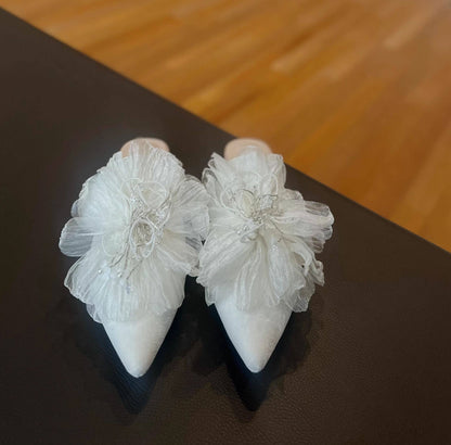 B-FEI handmade women's rhinestone flat mule shoes-TANJI.