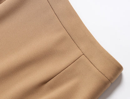 WANGXO | Twill Roman Knit with Lightweight Sheer Paneling  A-Line Hem Flowing Skirt  -RAYA