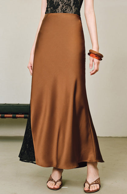 WANGXO | Double-Faced Satin Panel Skirt-SENA