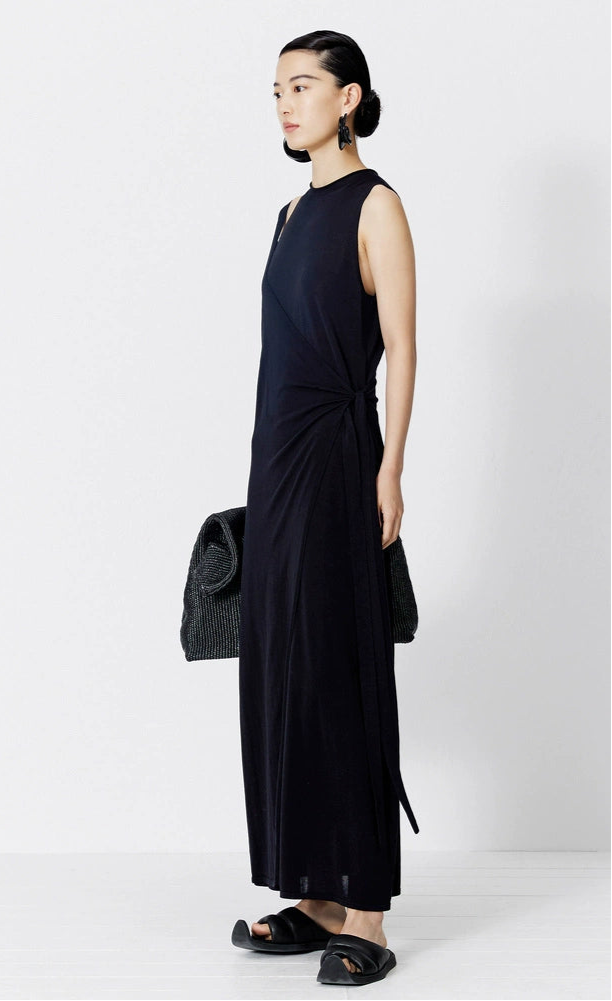 ZHUCHONGYUN Black Hollow Silk Cotton Knitted Dress--EIN.